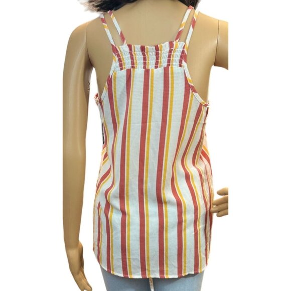 Pink‎ Rose Gauzy Tank Top Size Small Striped Lagenlook Coastal Wild Child - Picture 4 of 6